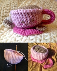 Making an Amigurumi Tea Cup in the sun  – Psst, the back ground will be featured in the next post..
